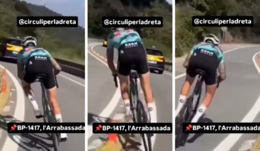 Cazan a un ciclista profesional saltando al carril contrario en una peligrosa carretera de Cataluña