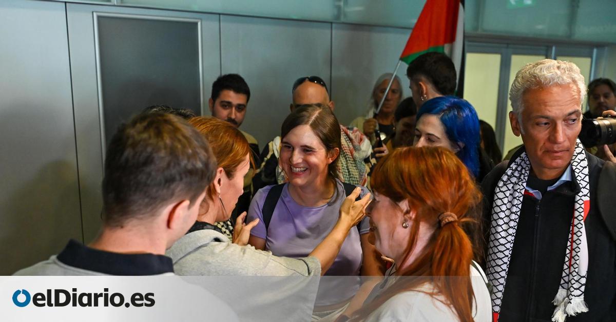 Aterrizan en Madrid cuatro activistas españoles de la flotilla que seguían presos en Israel: "Vamos a seguir luchando por el fin del bloqueo" - elDiario.es