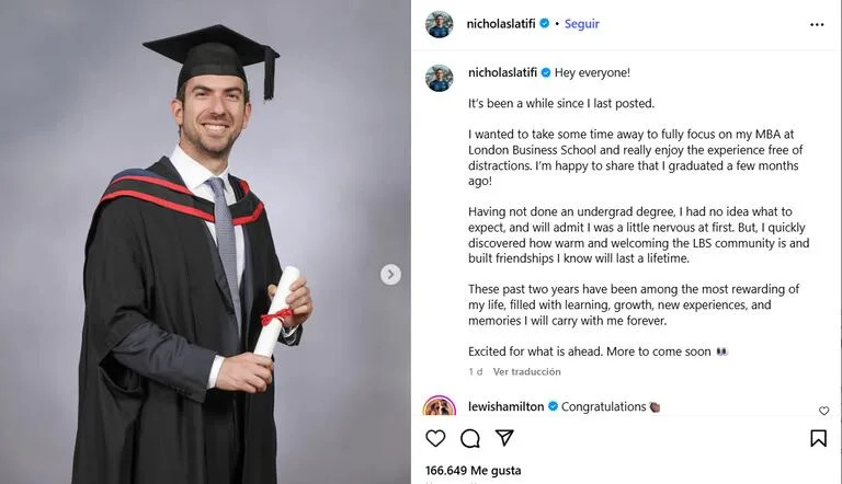 El posteo de Nicholas en sus redes sociales