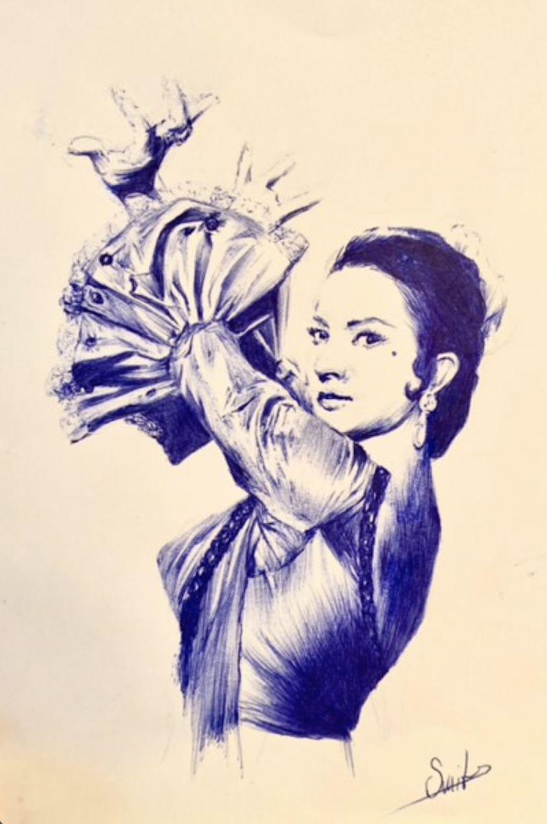 Dibujo de Lola Flores a bolígrafo, de Belén Smits.