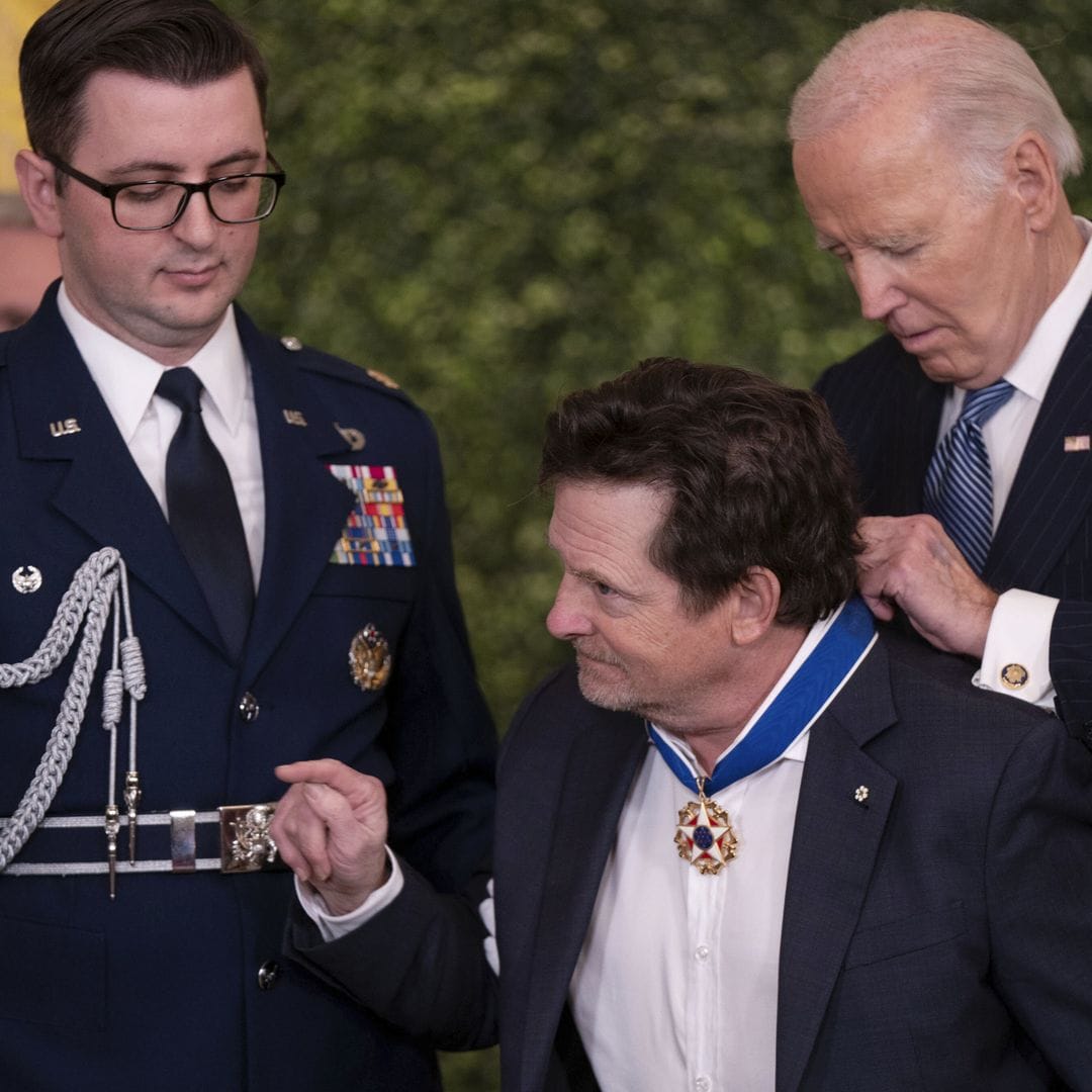 United States President Joe Biden and actor Michael J. Fox attending a Medal of Freedom ceremony in Washington on 04 Jan 2025