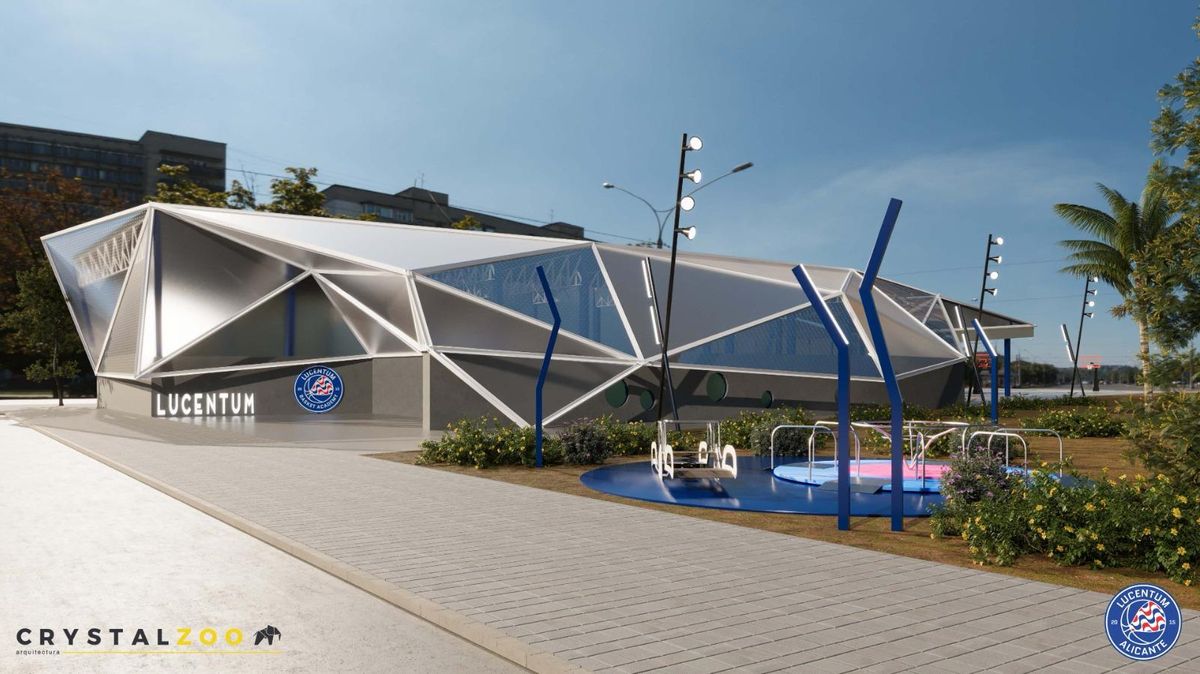 Recreación del segundo pabellón, que albergará cuatro pistas de minibasket, dos de ellas cubiertas.