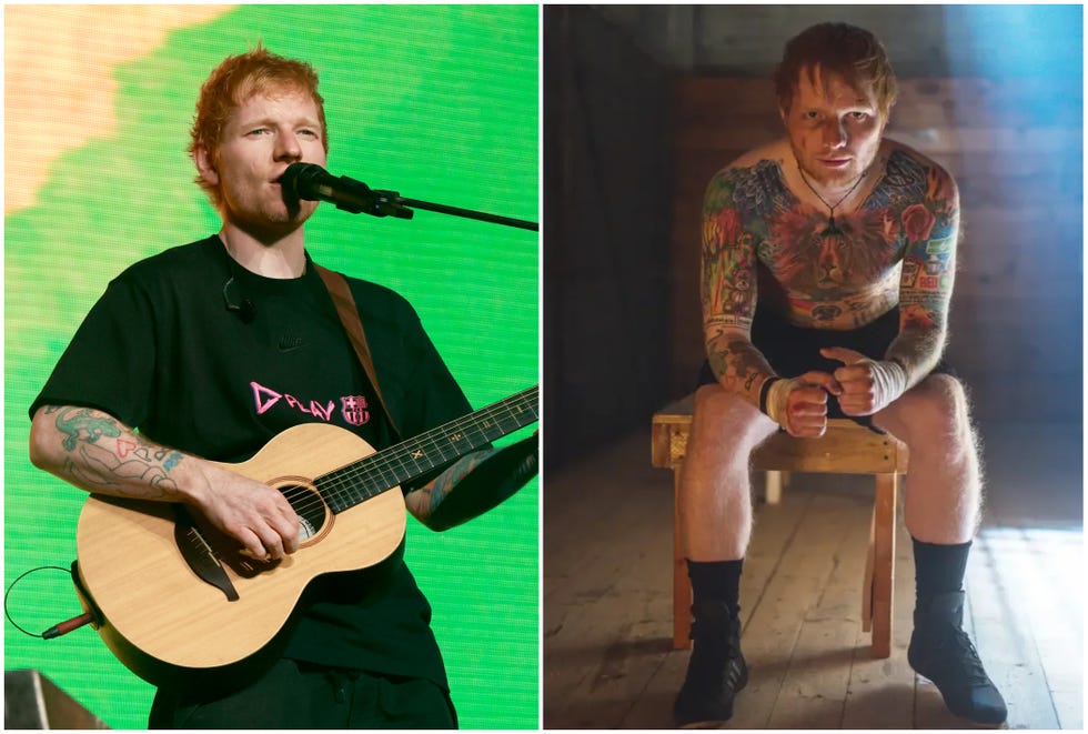 ed sheeran performing music and showing off his physique