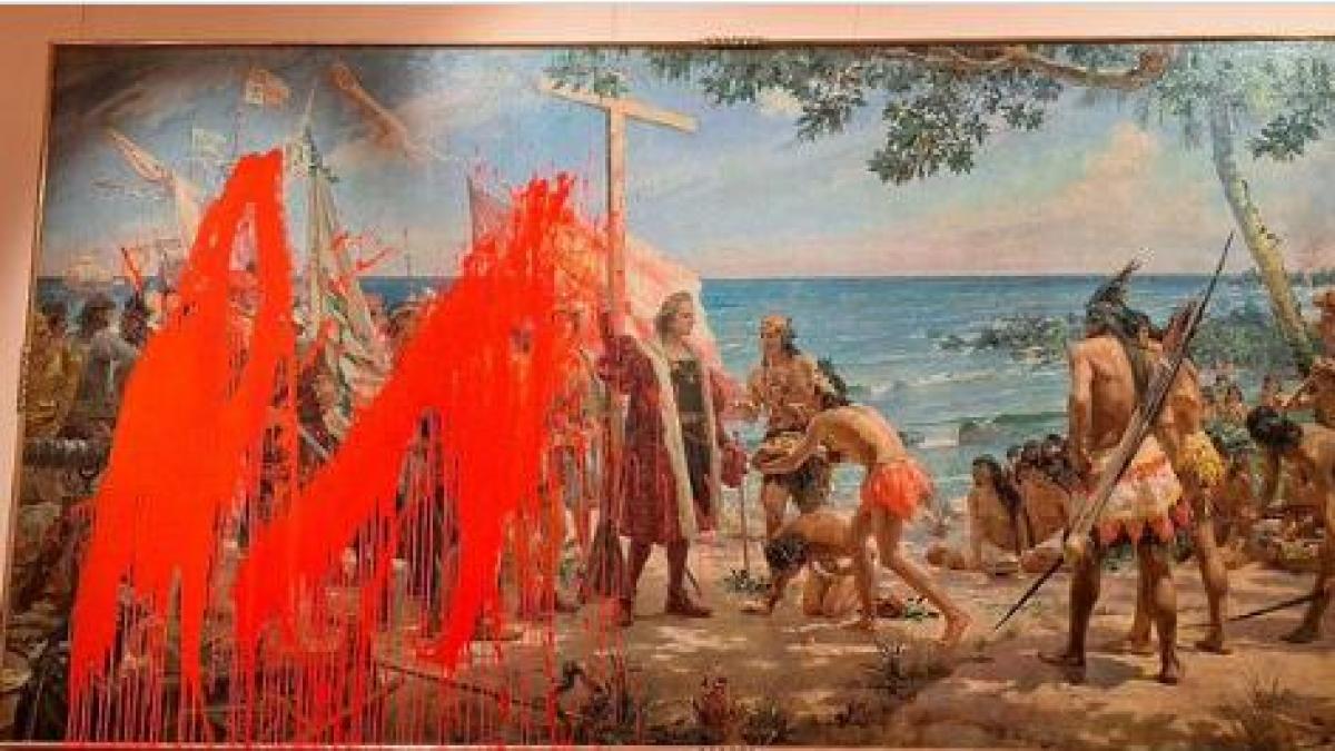 Un experto en patrimonio analiza los daños que del cuadro vandalizado del Museo Naval y ojo a su conclusión