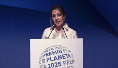 Ángela Banzas durante la reciente gala en Barcelona del Premio Planeta de Novela.