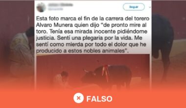 No, esta foto no muestra "el fin de la carrera del torero Álvaro Múnera" tras sentirse arrepentido durante una corrida · Maldita.es