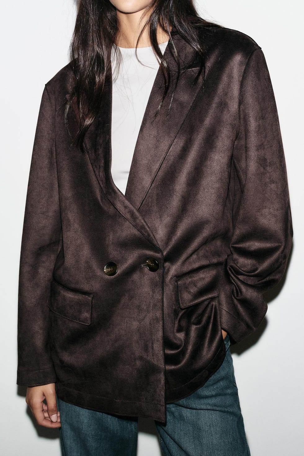 chaqueta de ante de zara rebajada