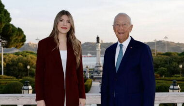 Así ha sido el primer encuentro oficial de la infanta Sofía con el presidente de Portugal