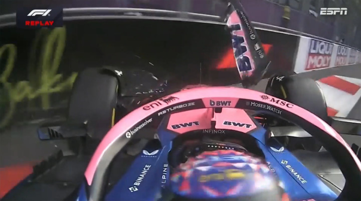 Franco Colapinto chocó en el final de la clasificación del Gran Premio Azerbaiyán. 
(Imagen tv - FTP CLARIN 5.jpg Z Bairo)