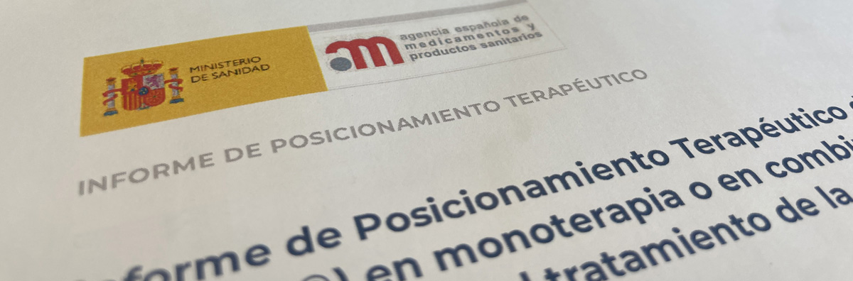 Imagen de uno de los informes de posicionamiento terapéutico de medicamentos publicados por la AEMPS