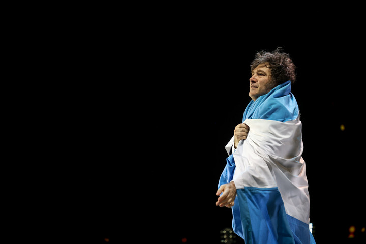Presentación del libro "La Construcción del Milagro" del presidente Javier Milei, en la ciudad de Buenos Aires, el 6 de octubre de 2025. Foto Cristina Sille / Clarín