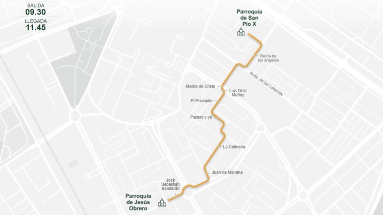 Recorrido del rosario matutino de la Esperanza de Triana
