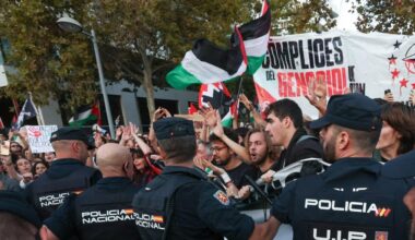 Cinco detenidos en la manifestación propalestina frente al Roig Arena por el partido del Valencia Basket y el Hapoel Tel Aviv