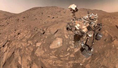 Autorretrato del rover Perseverance de la NASA en el cráter Jezero de Marte, donde ha encontrado unas piedras que que podrían indicar que, hace miles de millones de años, unas reacciones químicas podrían haber sustentado vida microbiana. Crédito: NASA/JLP-Caltech/MSSS