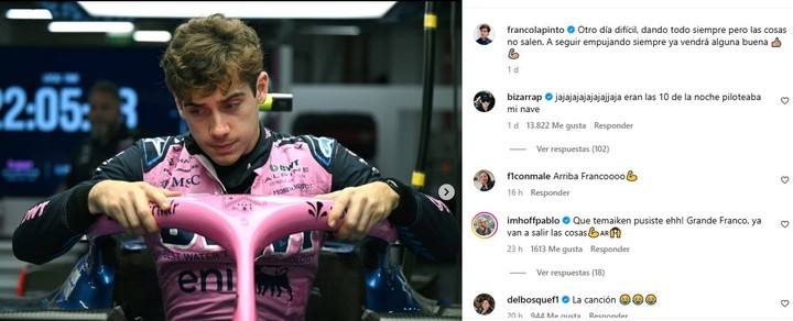 El posteo de Colapinto.