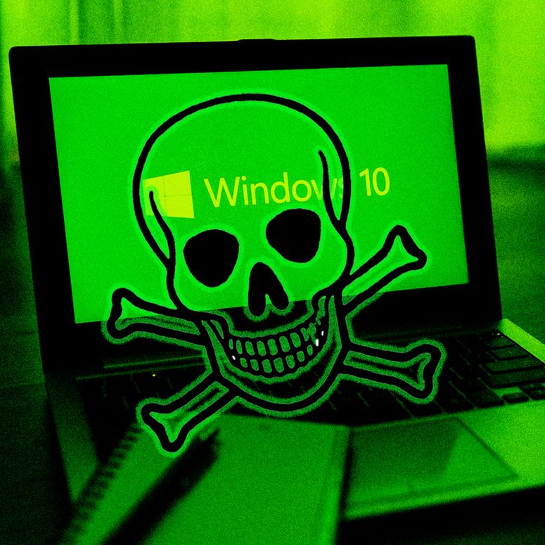 Calaca indicando la muerte de Windows 10. 