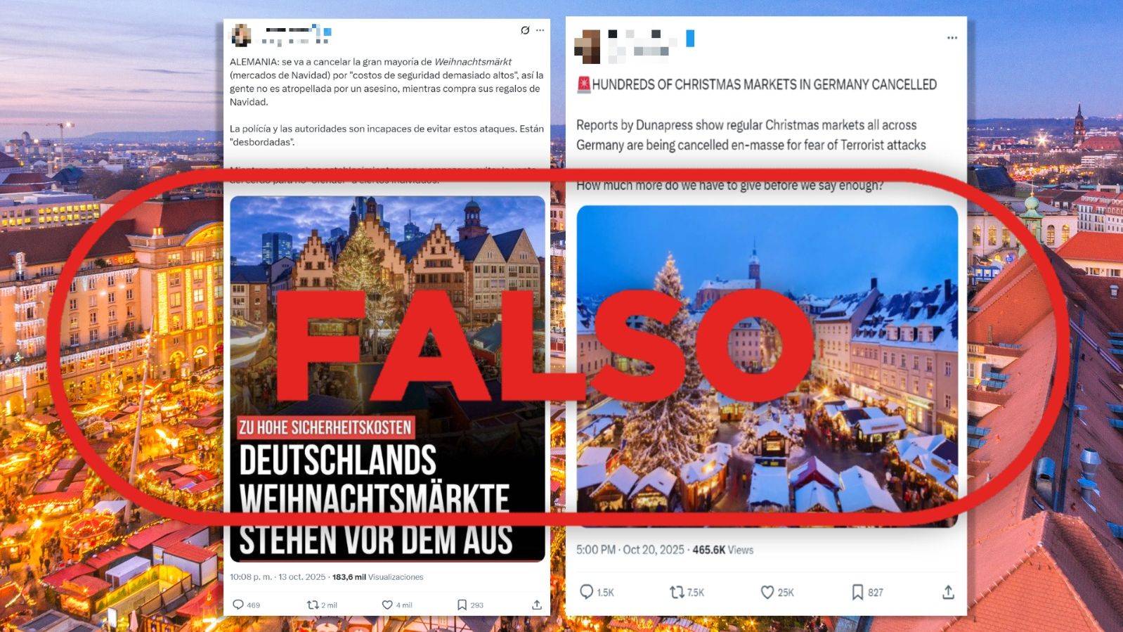Alemania no suspende "cientos" de mercados navideños, es falso