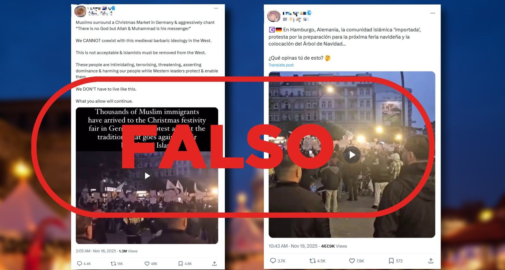 No son musulmanes protestando contra una feria navideña, es falso