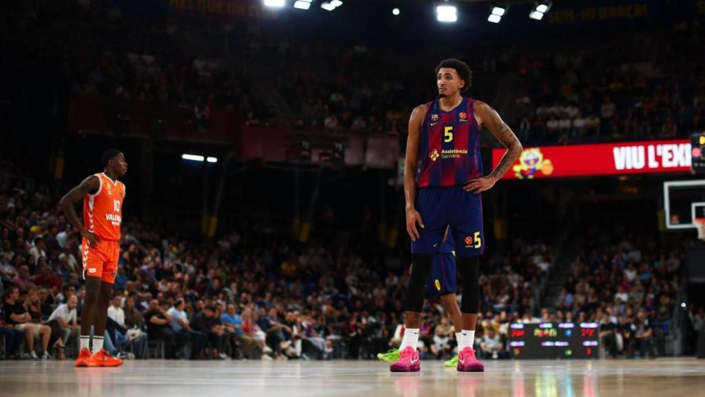 Miles Norris, en un partido del Barça de basket en Euroliga contra el Valencia Basket