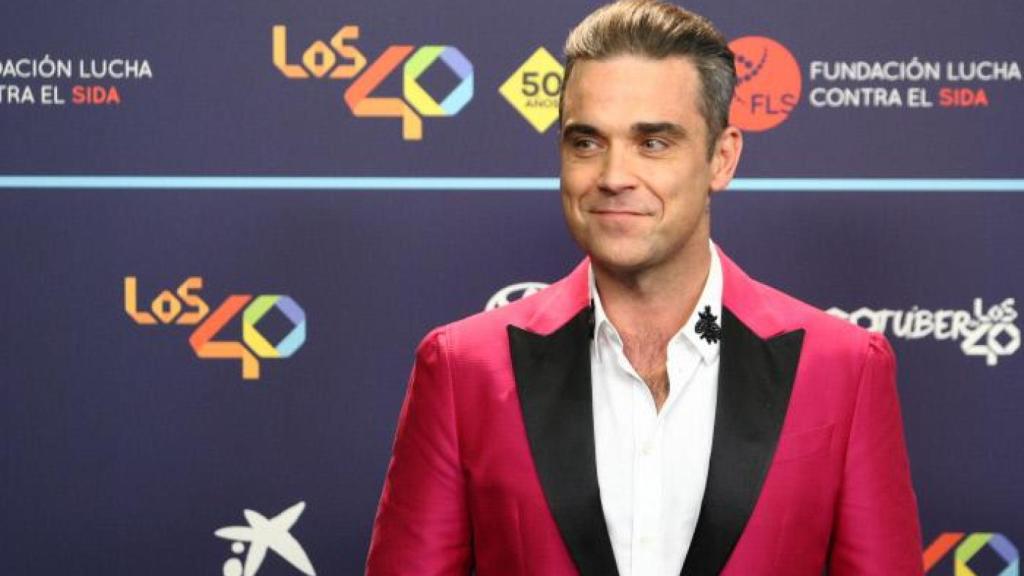 Robbie Williams en uno de sus actos en España.