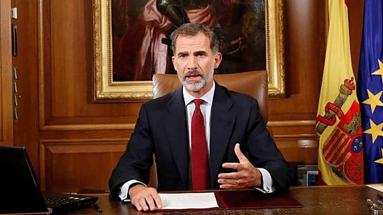 Felipe VI, durante su histórico discurso del 3 de octubre de 2017 por la situación en Cataluña