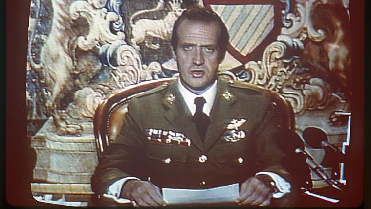 El Rey Juan Carlos, durante el discurso televisado en la noche del 23-F.