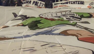 Ultras y disidentes de Bildu reúnen 20.000 personas para el Euskadi-Palestina al grito de «español el que no bote»