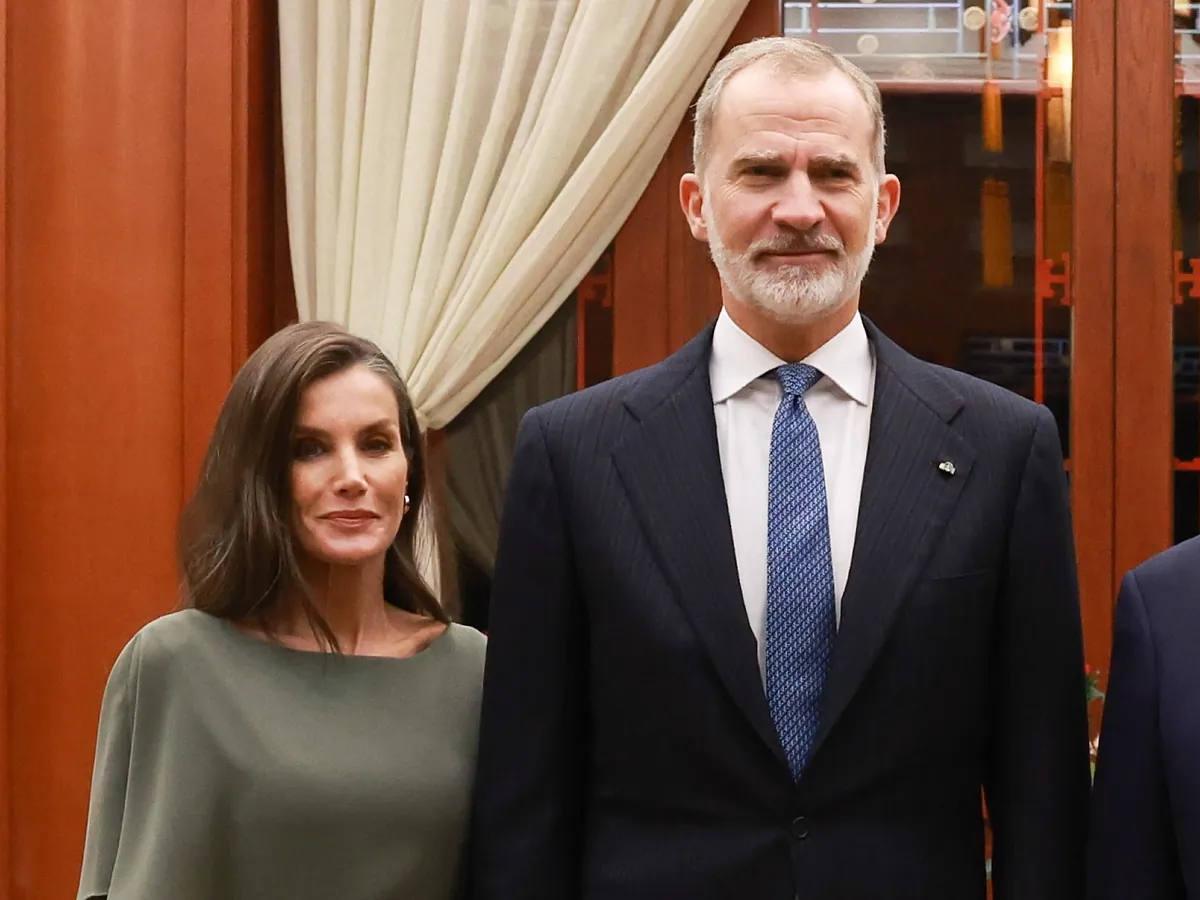La Reina Letizia pone el punto de sofisticación a la cena con el presidente chino y la primera dama con un delicado vestido de plumas - El Mundo