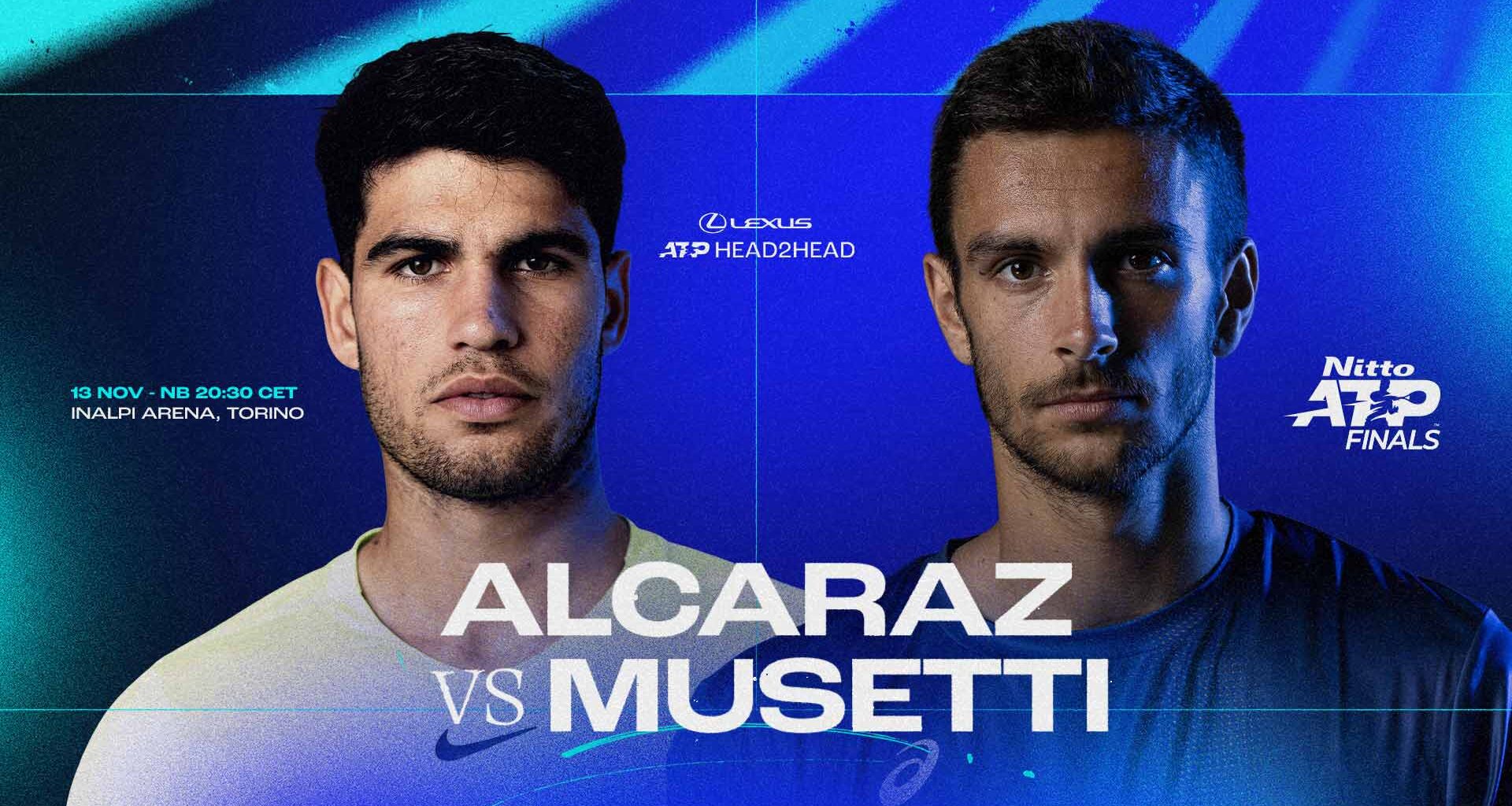 Carlos Alcaraz lidera 6-1 su Lexus ATP Head2Head contra Lorenzo Musetti.