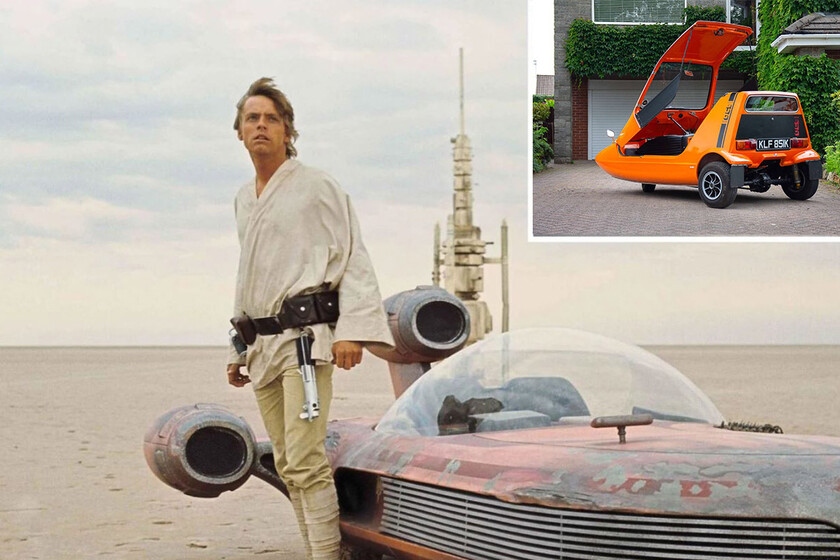 debajo había un triciclo británico de tres ruedas que Reliant diseñó en los 60