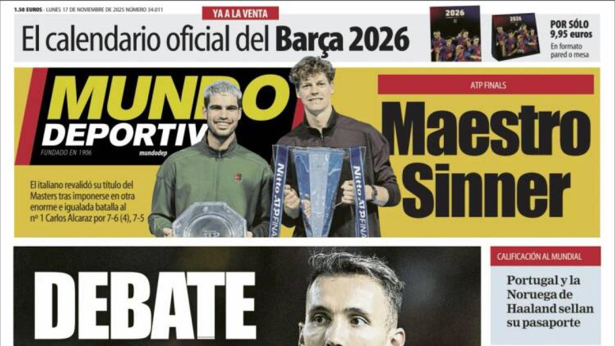 Sinner y Alejandro Grimaldo, protagonistas de las portadas deportivas