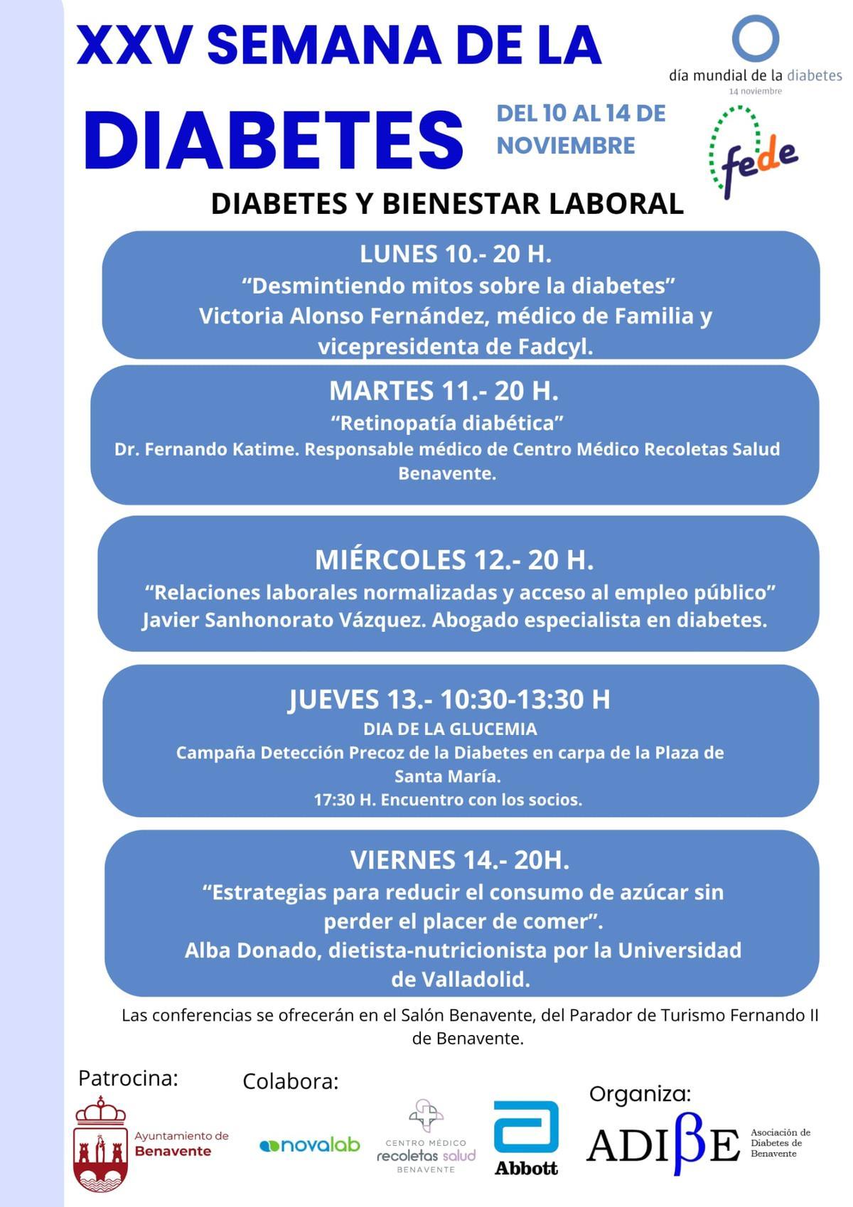 Cartel de la XXV Semana de la Diabetes en Benavente.