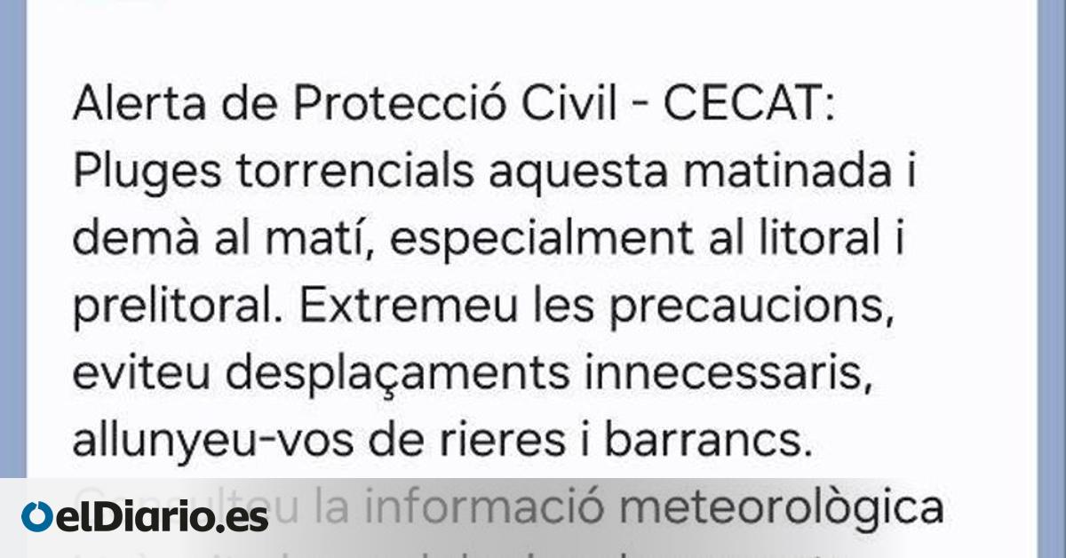 Protección Civil envía una alerta a los móviles de Catalunya por las lluvias torrenciales y pide extremar precauciones