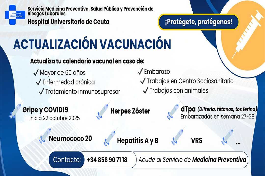 el Hospital Universitario anima a la ciudadanía a actualizar su calendario vacunal