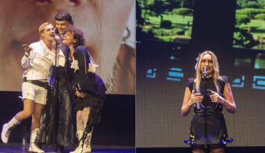 La banda Fades y la cantante Maria Hein tras recibir los primeros premios