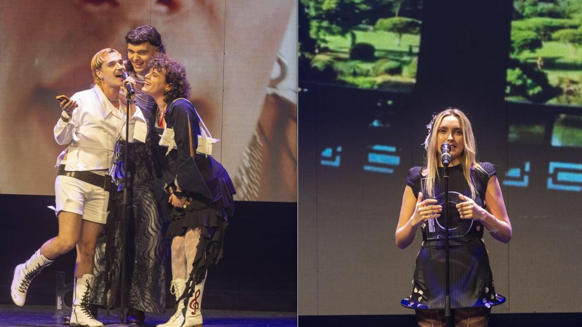 La banda Fades y la cantante Maria Hein tras recibir los primeros premios