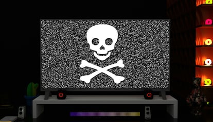 Calavera pirata en la pantalla de una Smart TV