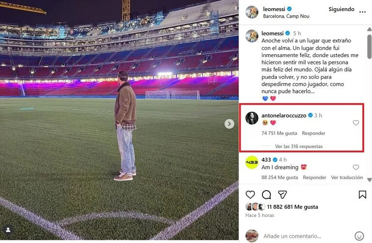 La mención de Anto Roccuzzo al posteo de Lionel Messi