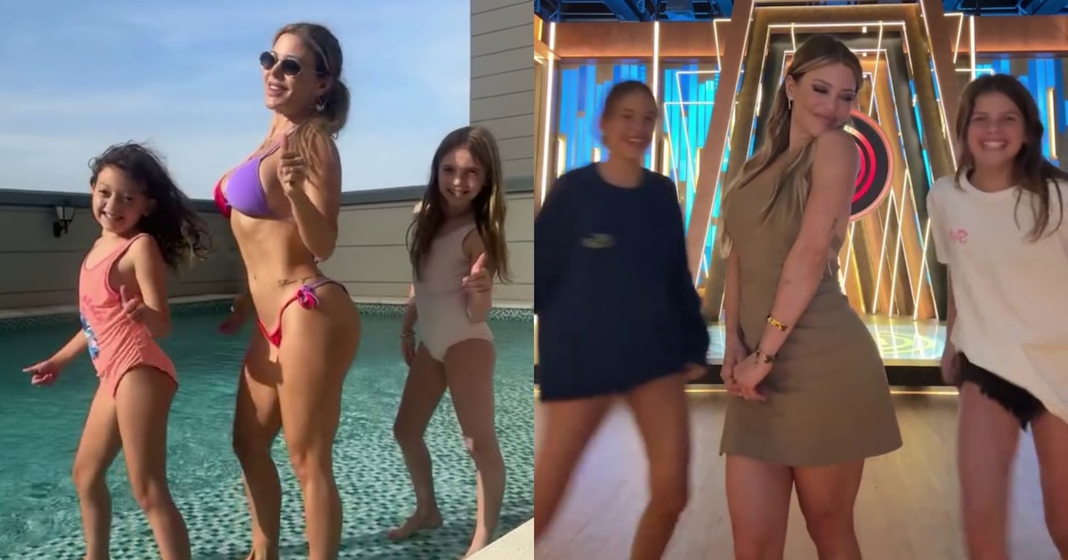 La divertida tarde de Evangelina Anderson junto a sus hijas y las de Wanda Nara a puro baile y piscina