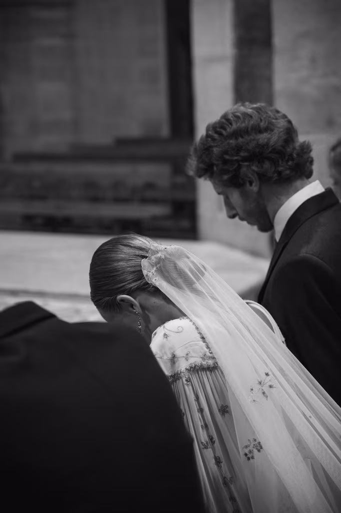 Velo de novia bordado, de Alejandra Valero