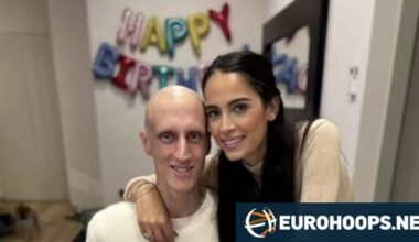 Achille Polonara celebra su cumpleaños con su esposa e hijos