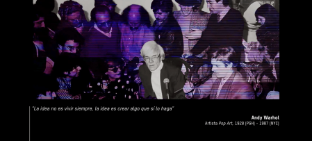 Imagen de la rueda de prensa con motivo de la visita de Warhol a España en 1983.