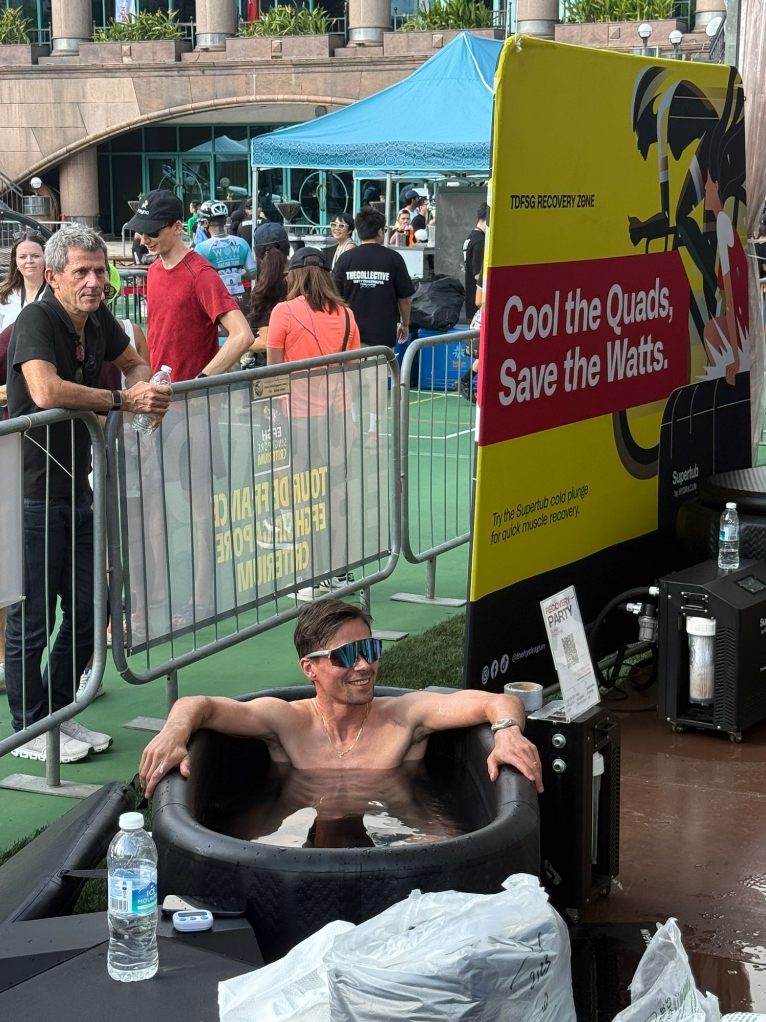 El esloveno recuperando en una bañera de frío.
