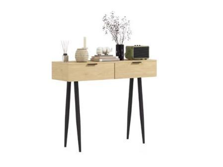 HOMCOM Mesa Consola Mueble para Recibidor con 2 Cajones y Patas de Acero Consola para Recibidor Entrada Pasillo 100x30x80,5 cm