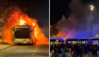 Aficionados radicales del FC Barcelona queman un autobús desde dentro con una bengala en Brujas