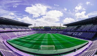 Aspecto actual del fondo Sur del estadio, que impide su cerramiento uniforme en forma de ‘bombonera’.