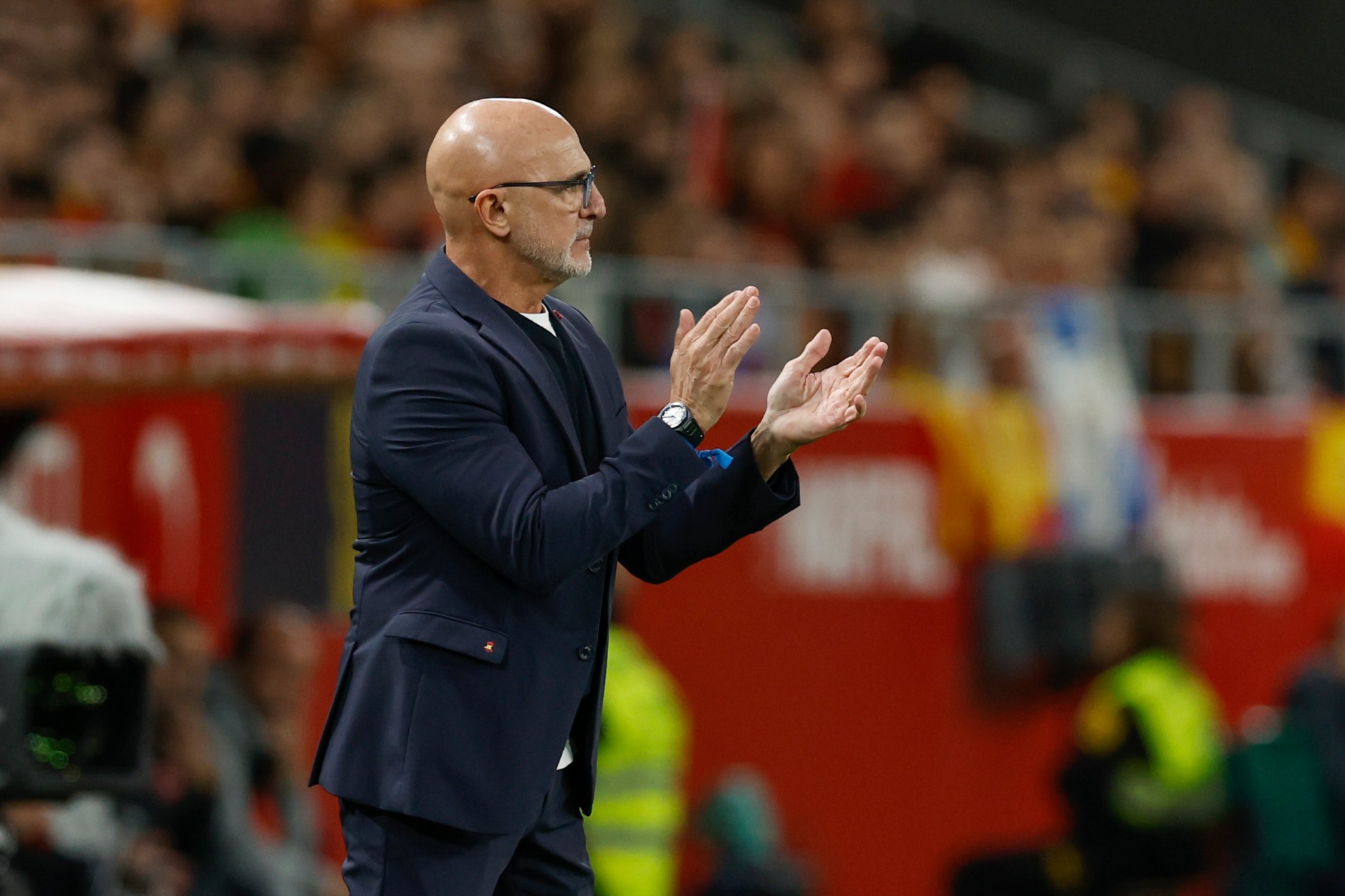 Luis de la Fuente, durante el partido.