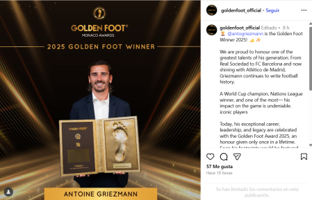 La publicación que anunciaba el premio de Antoine Griezmann.