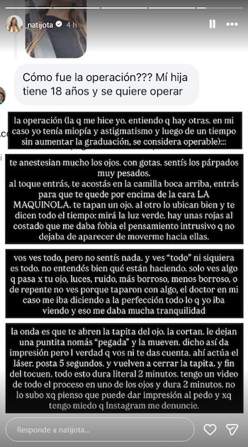 La influencer detalló el procedimiento