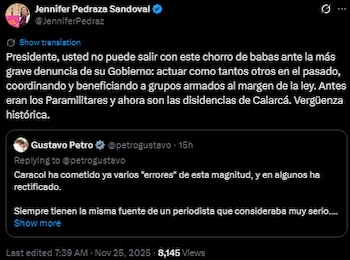 Jennifer Pedraza cuestionó a Gustavo